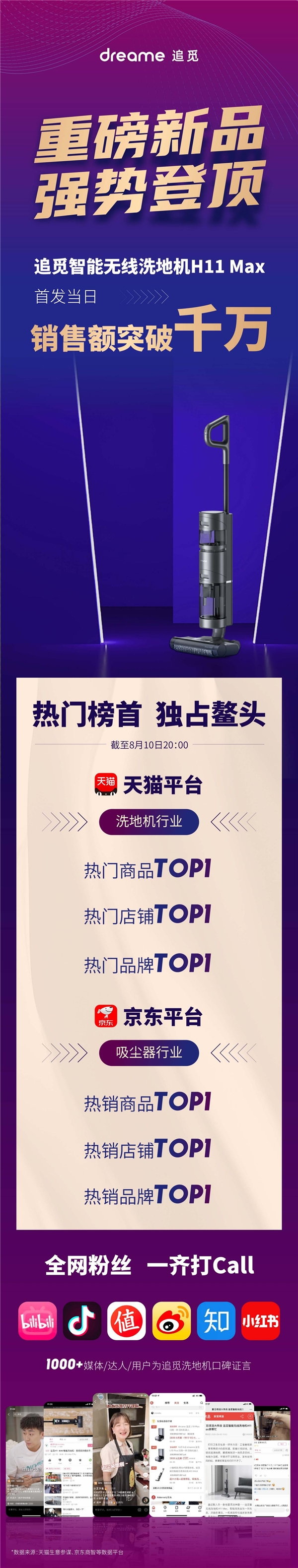 追觅科技智能无线Max首发爆红！荣登天猫京东多榜TOP1