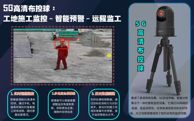 5G高清布控球：工地施工监控-智能预警-远程监工